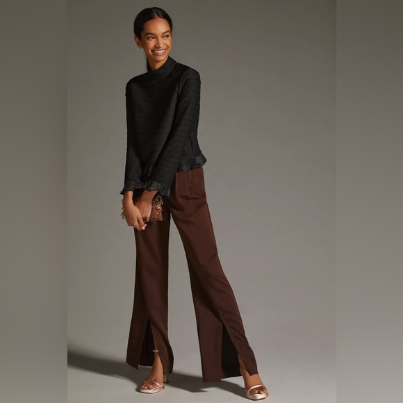 Anthropologie Blue Tassel Ruffled Turtleneck Pullover - Picture 5 of 5